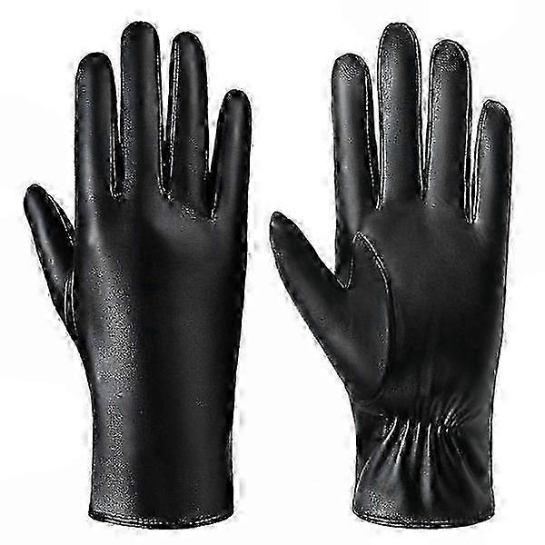 Women's Touchscreen Cashmere Lined Leather Gloves