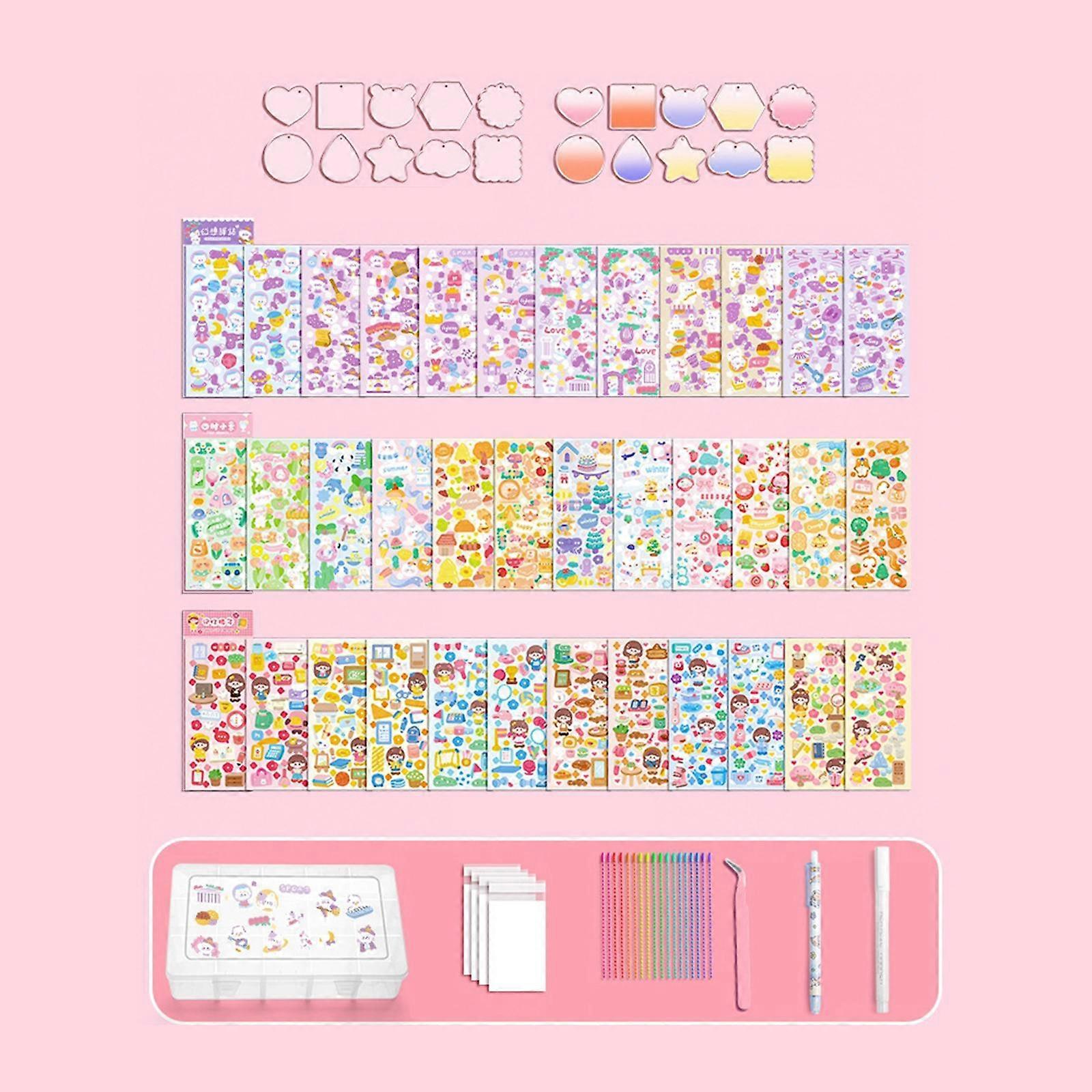 Ensemble de petits autocollants avec boîte de rangement, jouet Goo Card, porte-clés coloré Goo Card