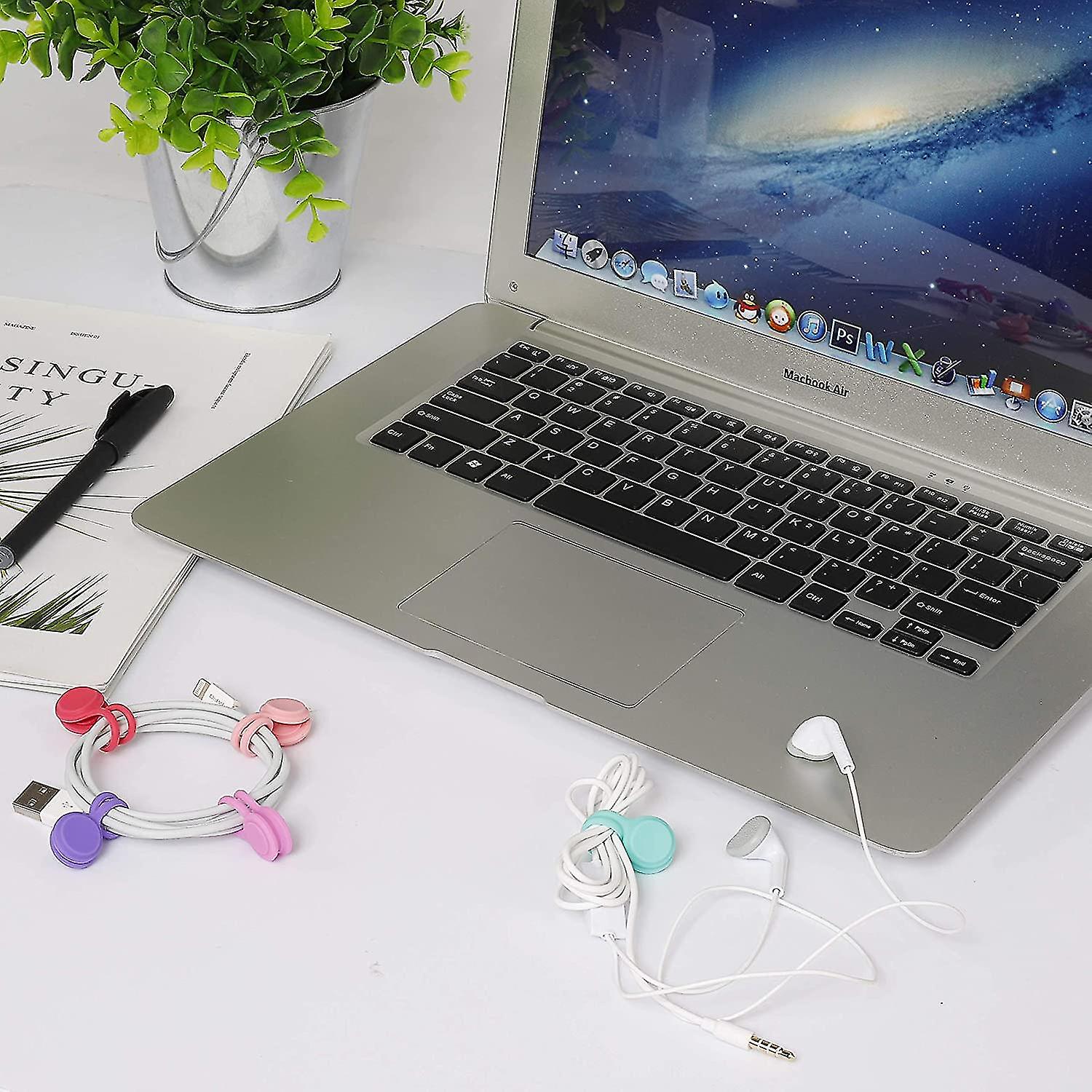 8pcs Silicone Reusable Magnetic Cable Clips Adjustable Cable Ties Cable Organizer