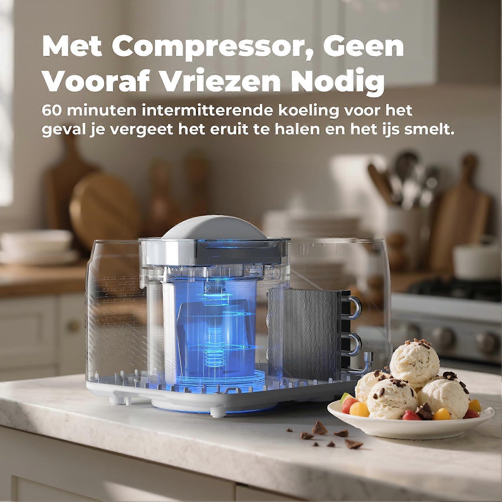IJsmachine Compressor - 1 Liter Capaciteit - Wit