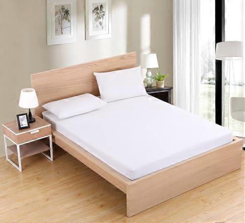 White Queen Fitted Sheet Deep Pocket, Soft Durable Polyester Bed Sheet with Secure Elastic Fit