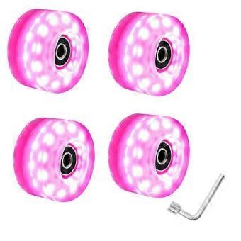 4 Roller Skate Wheels 58mm X 32mm Luminous Quad Roller Skateboard Wheels Outdoor Roller Skates Light Up Wheels Pink core