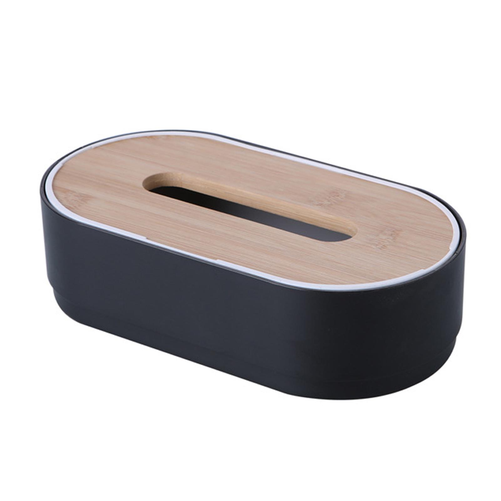 Tissue Storage Box Case Automatic Lifting With Wooden Lid
