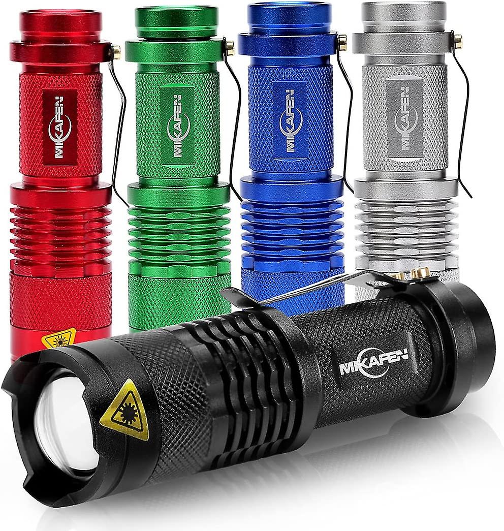 5Pack Flashlights Mini Led Flashlight 300lm 3 Modes (Light - Low Light - Strobe) adjustable Focus Zoomable Flashlight