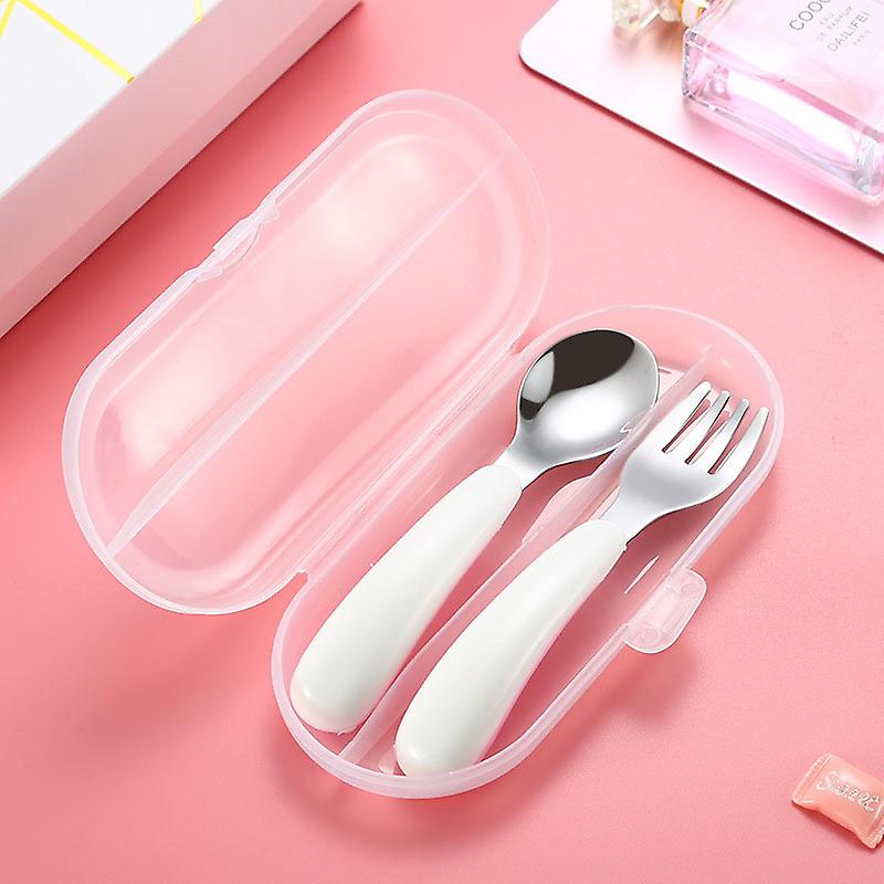 Toddler Fork Spoon Set with Carrying Case Tableware Travel Kit for Self Feeding Training