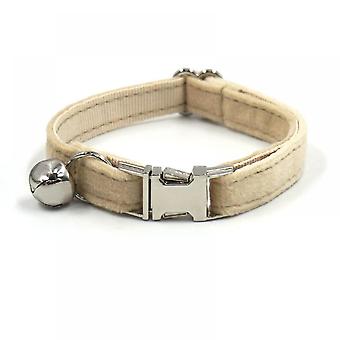 Velvet Cat Collar With Bell Dog Collar Adjustable(Silver)