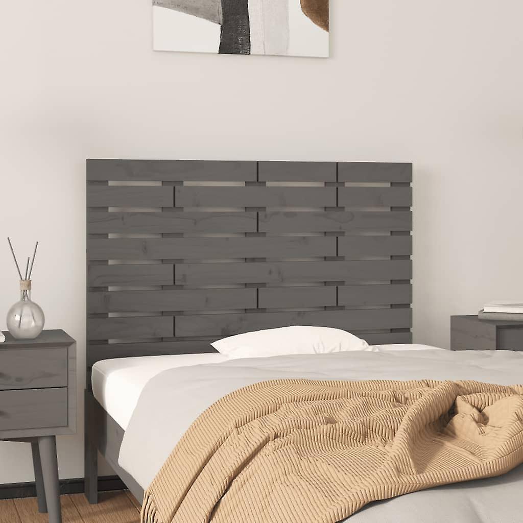 Wall headboard grey 106x3x63 cm solid pine wood
