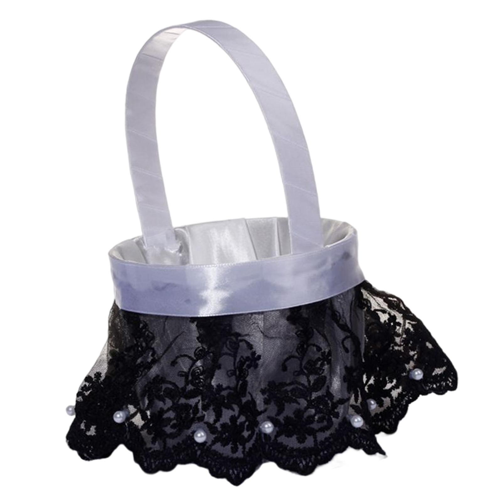 Romantic Wedding Lace Flower Basket Lace Ribbon for Wedding Decoration Black