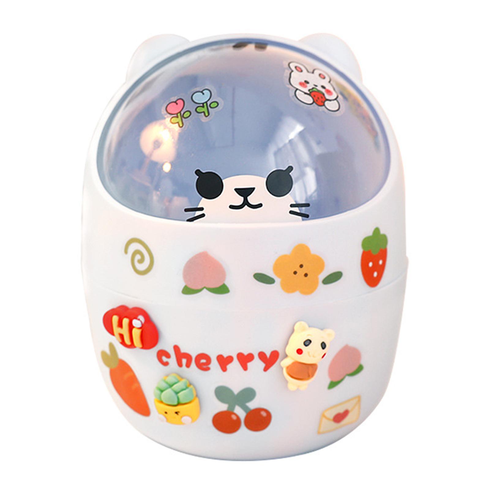 Cute Bear Shape Mini Trash Can Flip Trash Can Wastebaskets