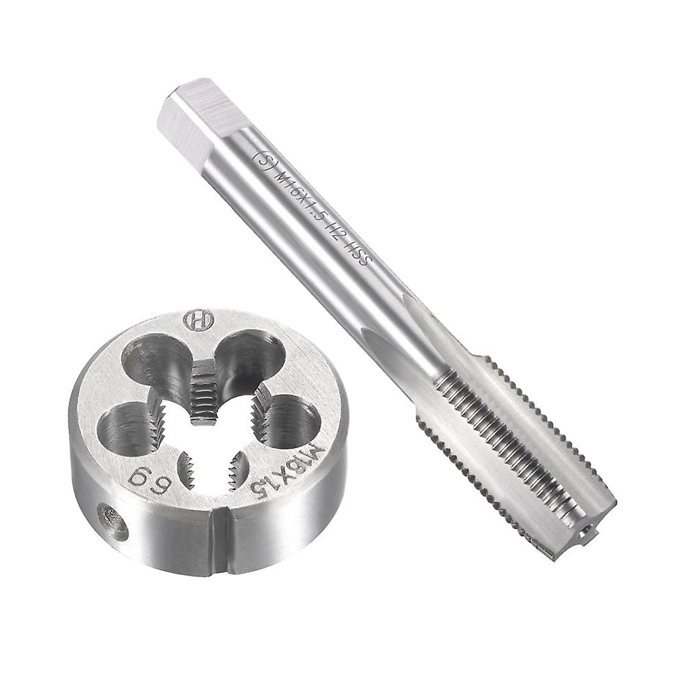 2pcs Tap And Die M16*1.5mm Metric Machine Thread Hss Right Hand For Maintenance Repairing Drilling Metalworking Manual Tools