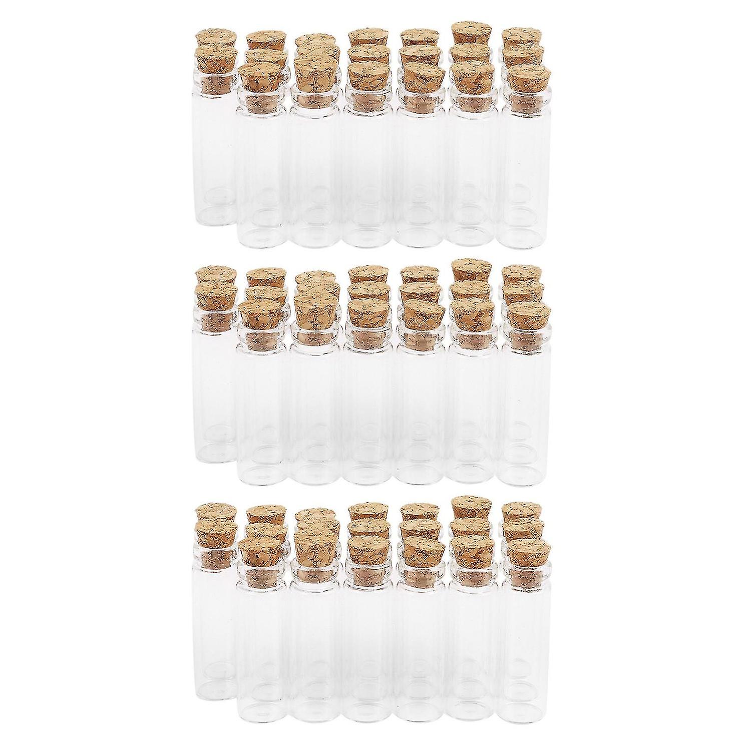 60pcs 11x32mm Tiny Mini Empty Clear Cork Glass Bottles Vials 2ml