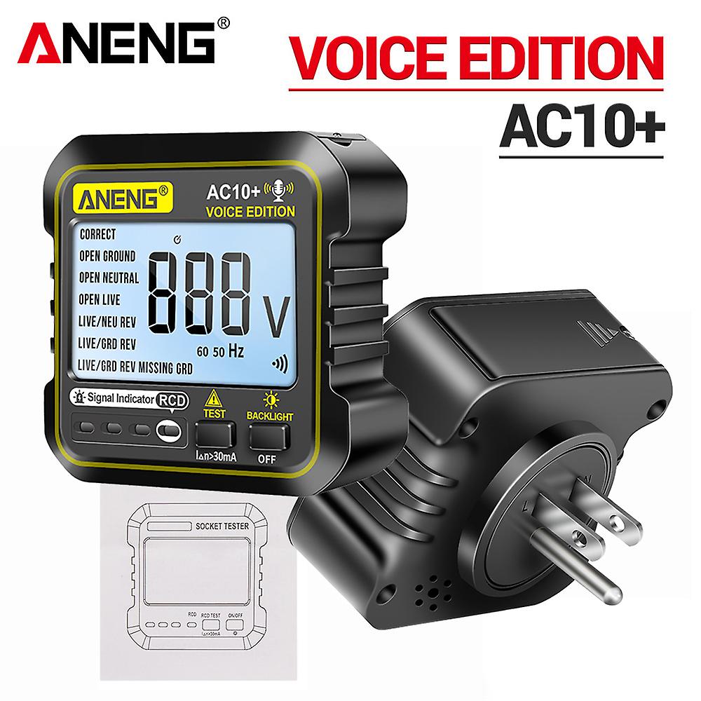 Aneng Ac10 Socket Tester Plug Detector Zero Line Plug Polarity Phase Check Phase Detector Us/eu Plug Multimeter Digital Tester