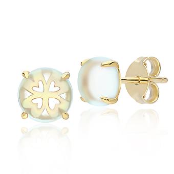 Gardenia Green Mint Quartz Cabochon Stud Earrings in Gold...