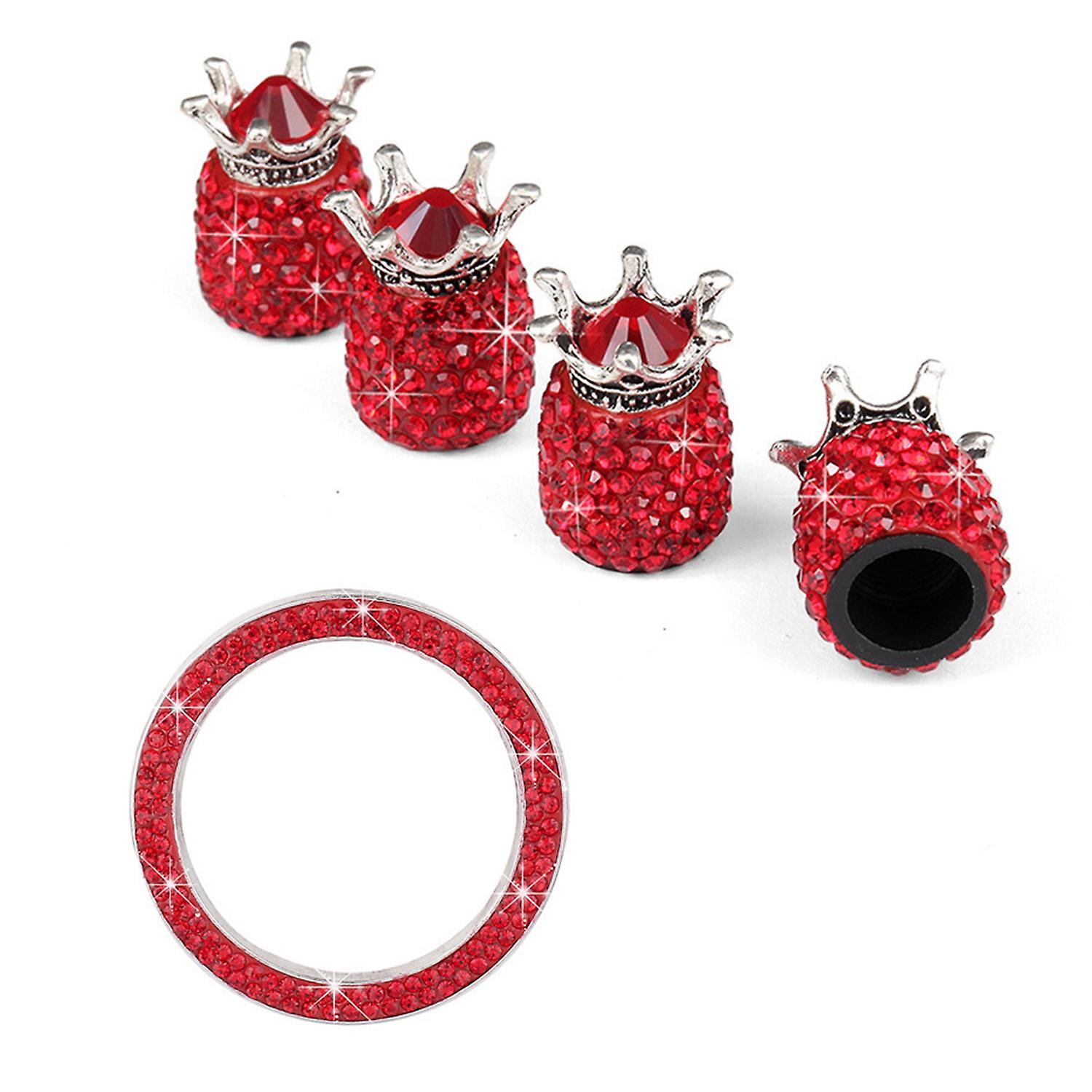 1 Set Car Valve Stem Cover Attractive Crown Rhinestone Dustproof Universal Truck Replaceable Tyre V