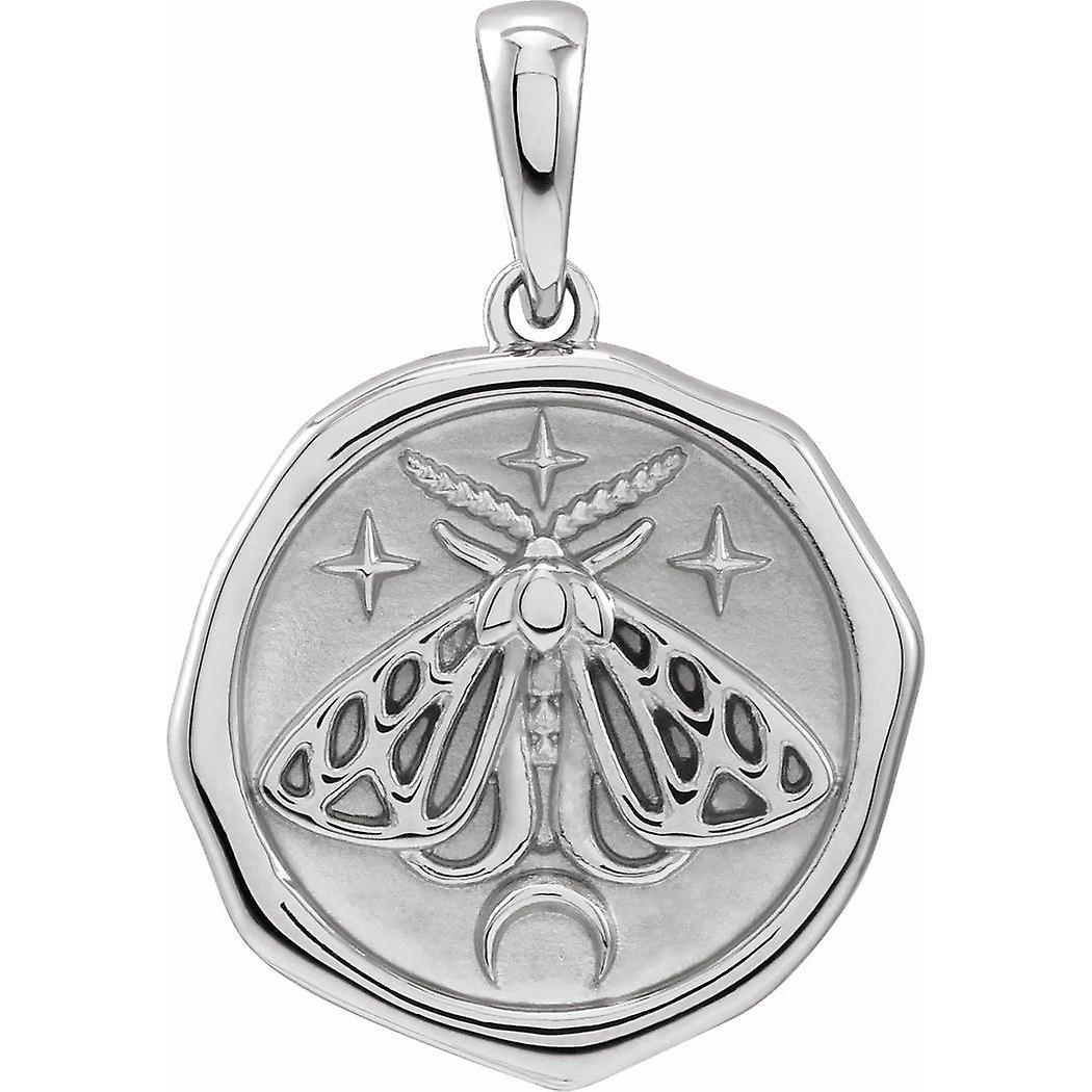 925スターリングシルバー蛾23.46x15.7mmポリッシュペンダントネックレス-女性用ペンダント - 3.2グラム