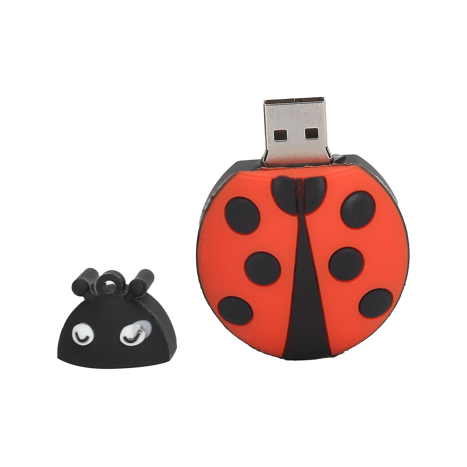 64GB Cute Cartoon Ladybug USB Flash Drive Red Data Storage