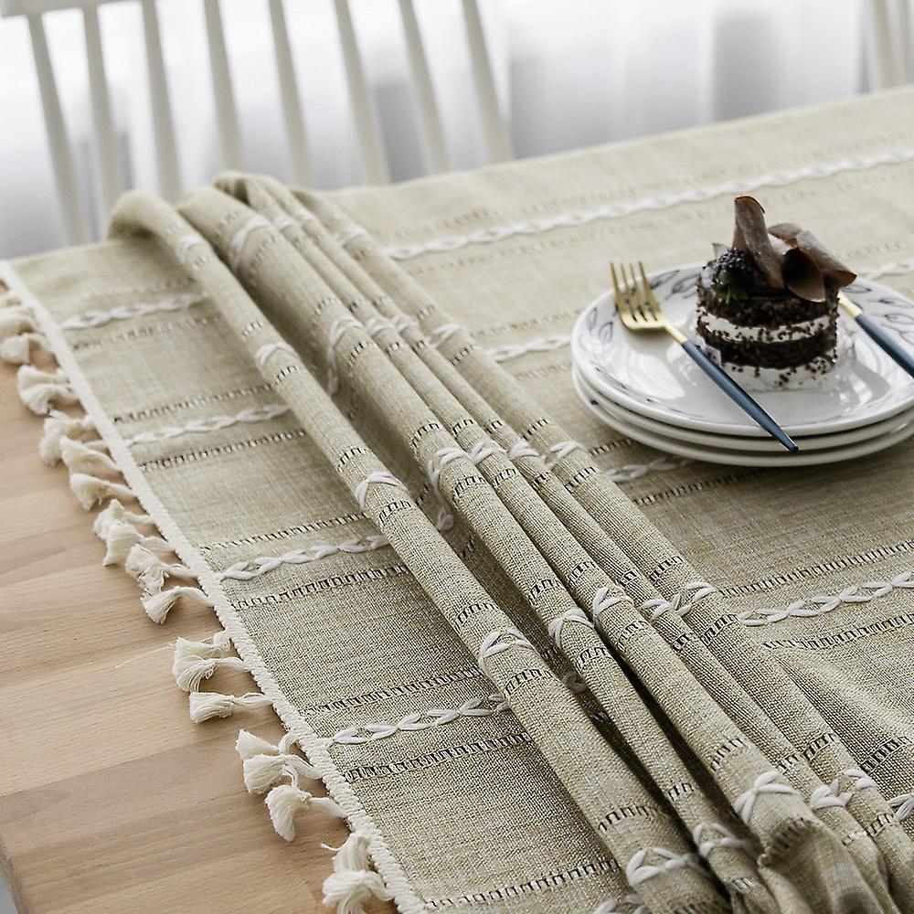 nappe de couleur unie nappe creuse nappe longue en coton jacquard rayé en lin