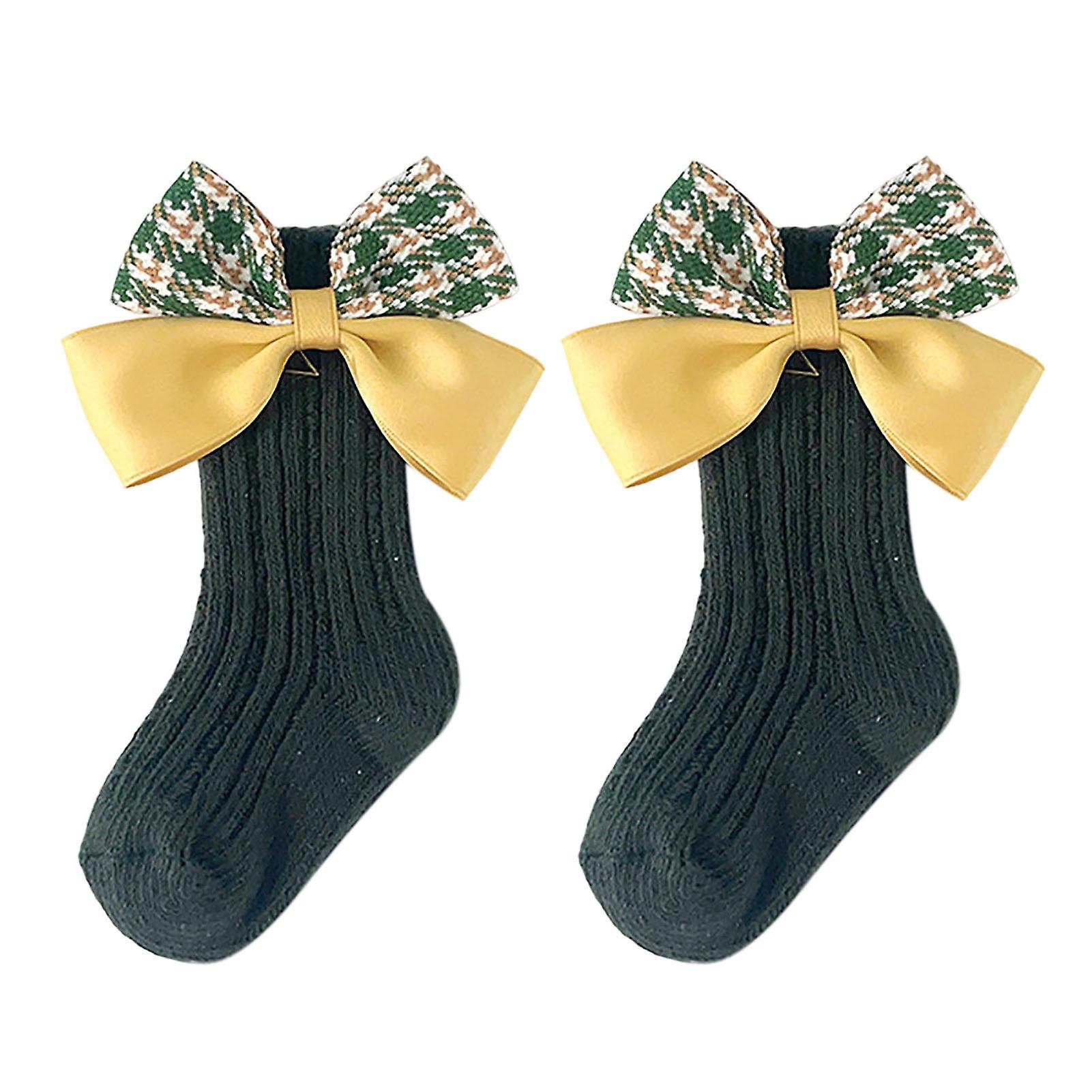 Fianao 1 Pair Mid-Tube Socks Breathable Lovely Thickened High Elastic Cotton Bow-knot Infant Socks for New Year