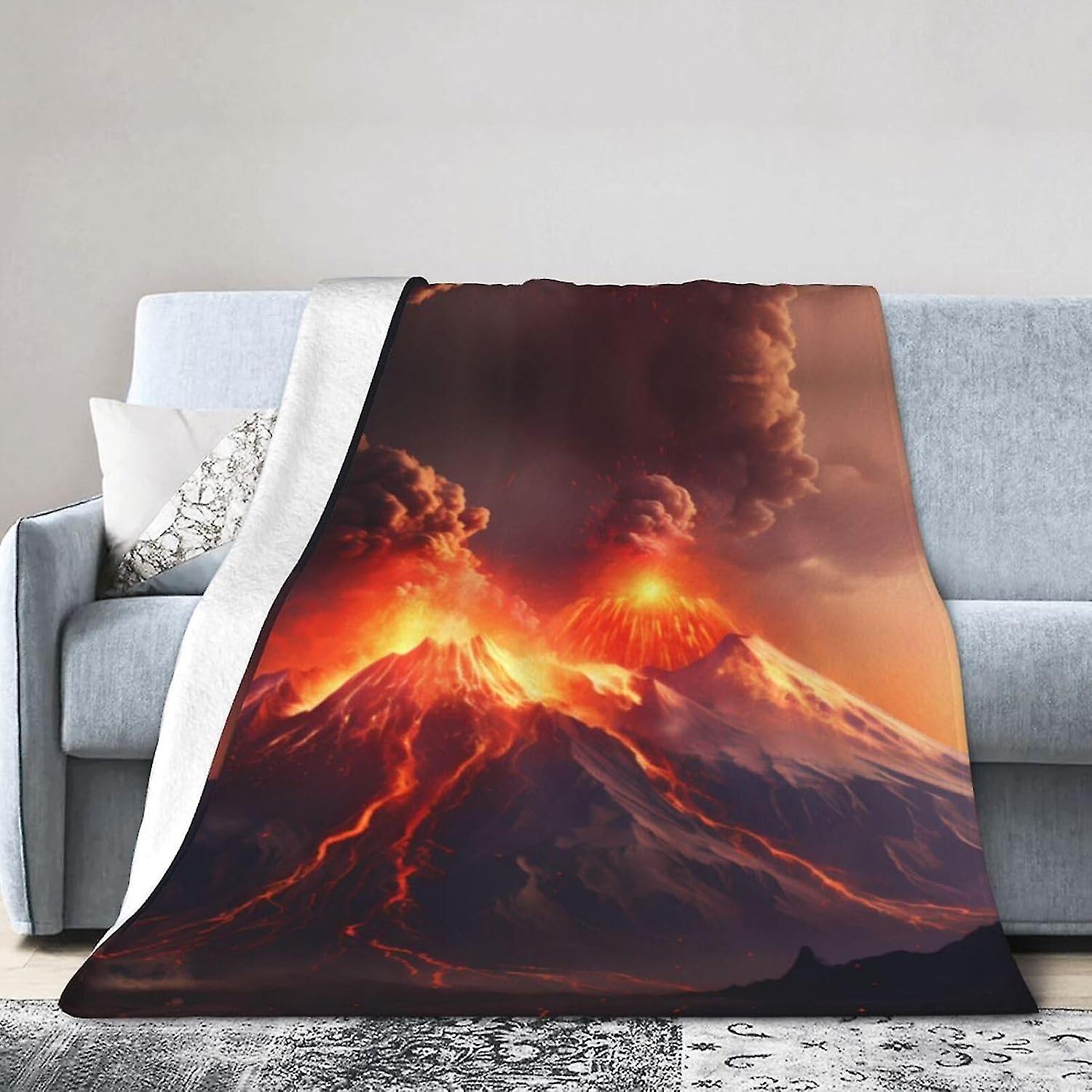 Volcanic Eruptions Super Soft Flannel Blanket 80"x60" : Easy To Care For, Durable And Can Be Folded Compactly