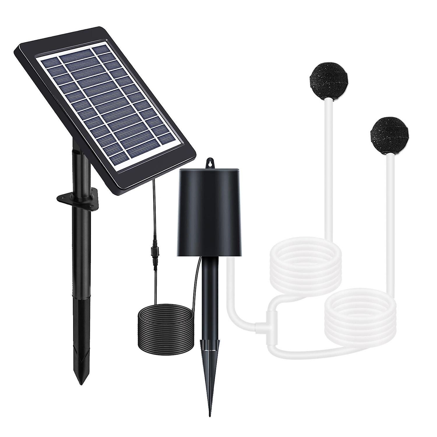 Solar Pond Aerator with Air Pump 3 Modes 4W Air Oxygen Pump with Pipe 2 Air Bubble Stones No Noise S