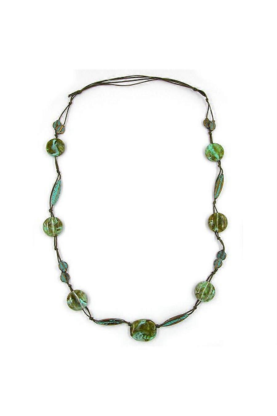 Necklace Beads Turquoise-olive 95cm - Gl00077