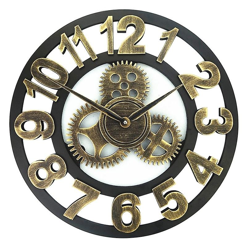 30cm Wooden Single-sided Gear Arabic Number Wall Clock