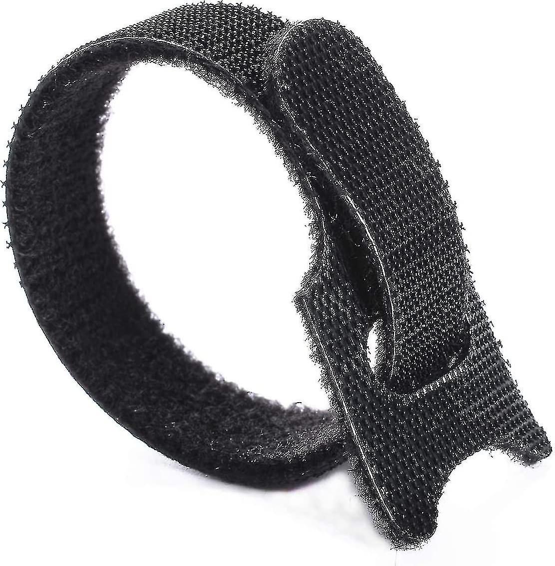 100-Pack Black Adjustable Reusable Hook and Loop Cable Ties