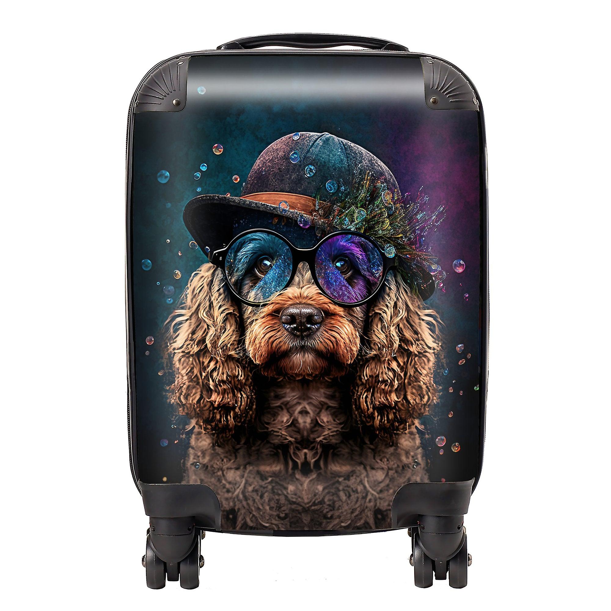 Cockapoo Dog Face Splashart Suitcase