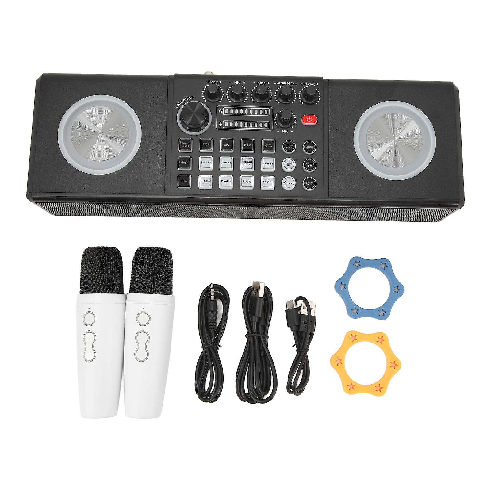 Karaoke Machine with 2 Microphones, Portable Bluetooth Speaker for Outdoor Use, Sound Card, Karaoke Set