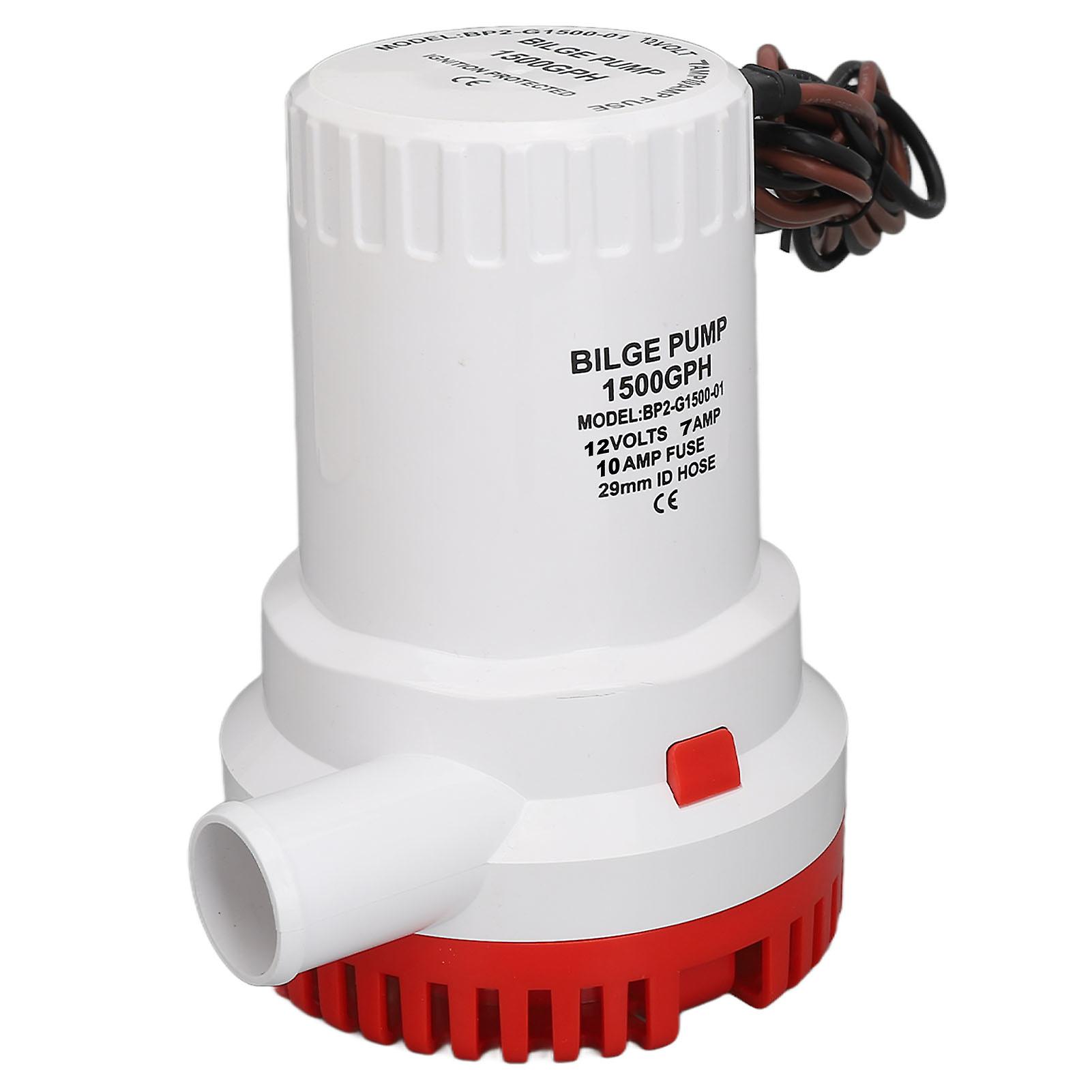 1500 GPH Bilge Pump, Versatile, Quiet, DC Micro Sump Pump for Ponds, Pools, Spas, 12V