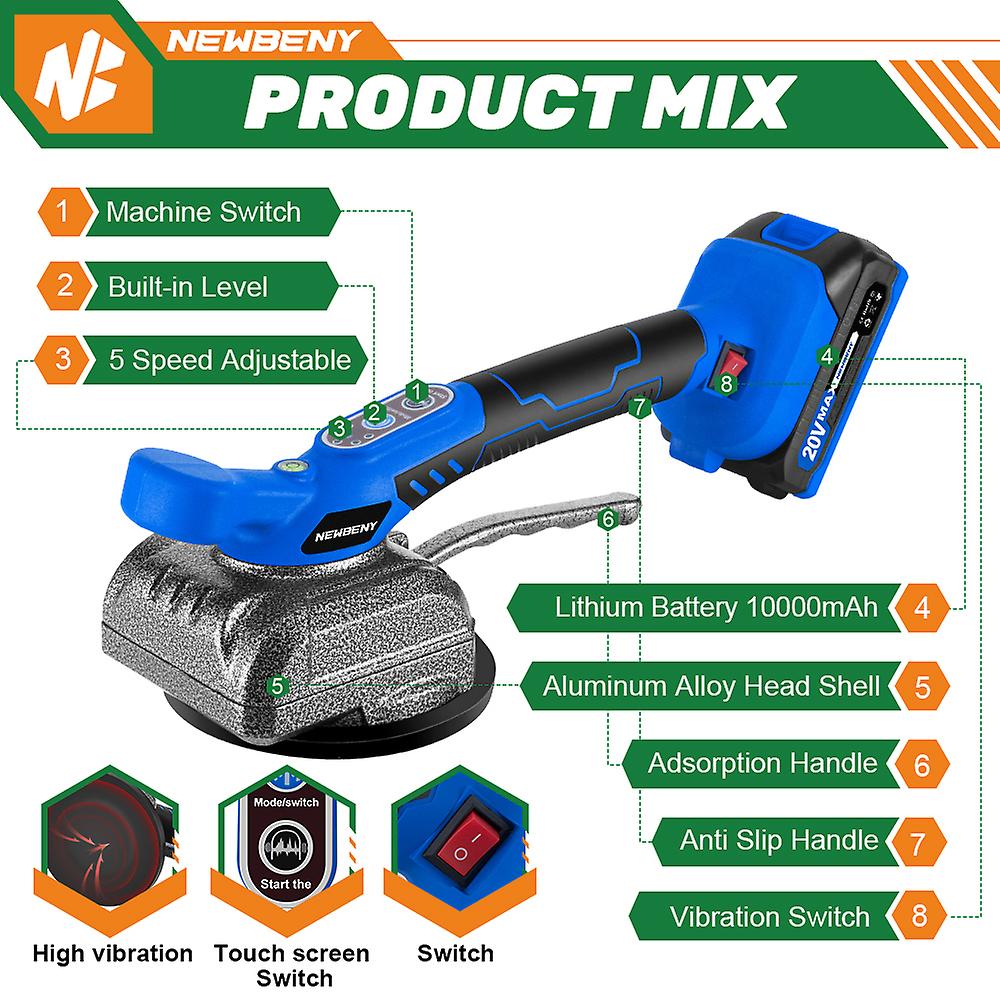 Cordless Tiles Tiling Machine 5 Gear Adjustable Automatic Floor Vibrator Leveling Wall Tile Power Tool For Makita 18v Battery