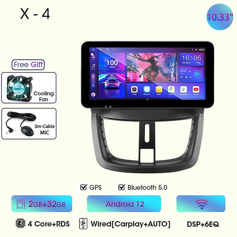 10.33" Car Radio For Peugeot 207cc 207 Cc 2006 - 2015 2din Android12 Wireless Carplay Multimidia Video Player Navi Head Unit Gps