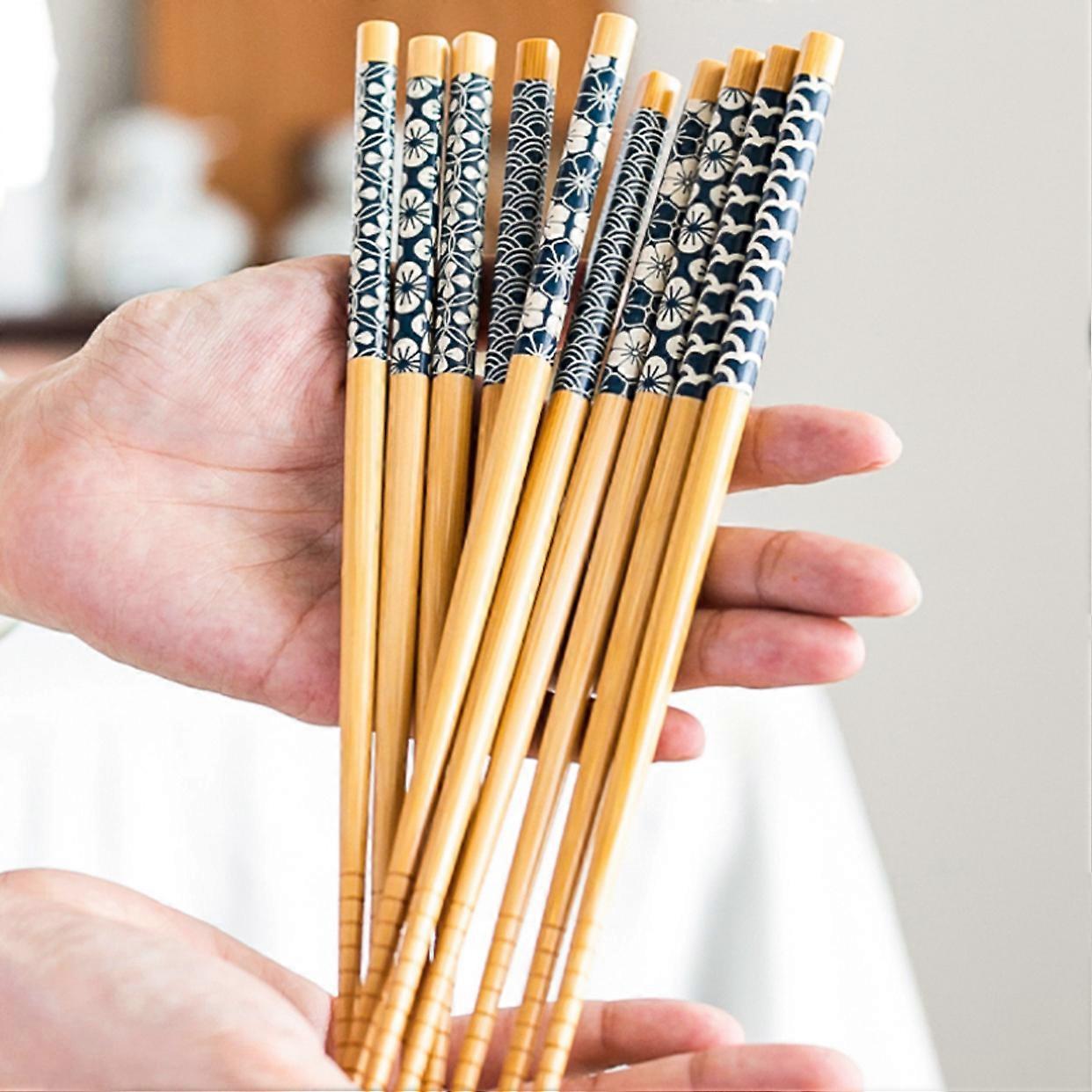 5 Pairs Bamboo Chopsticks, Reusable Chopsticks, Non-slip Stainless Steel Chinese Chopsticks Tableware, For Rice Sushi Noodle Asian Food, Portable Outd