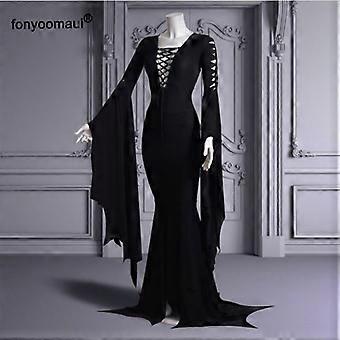 Halloween Cosplay Morticia Addams Floor Dress Costume Adult Women Punk Gothic Witch Vintage Sexy Hollow Lace Up Slim Gown Dress | Fruugo NO Halloween Cosplay Morticia Addams Floor Dress Costume Adult Women Punk Gothic Witch Vintage Sexy Hollow Lace Up Slim Gown Dress | Fruugo NO