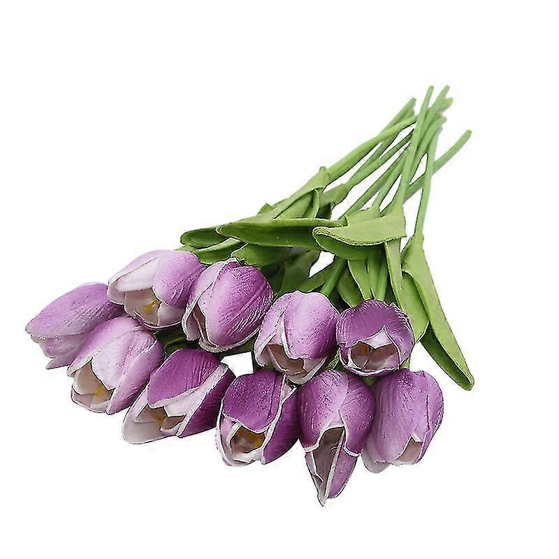 Jianghuo 10Pcs 튤립 인공 꽃 리얼 터치 인공 꽃다발 가짜 꽃 결혼식 장식 꽃 홈 가렌 장식