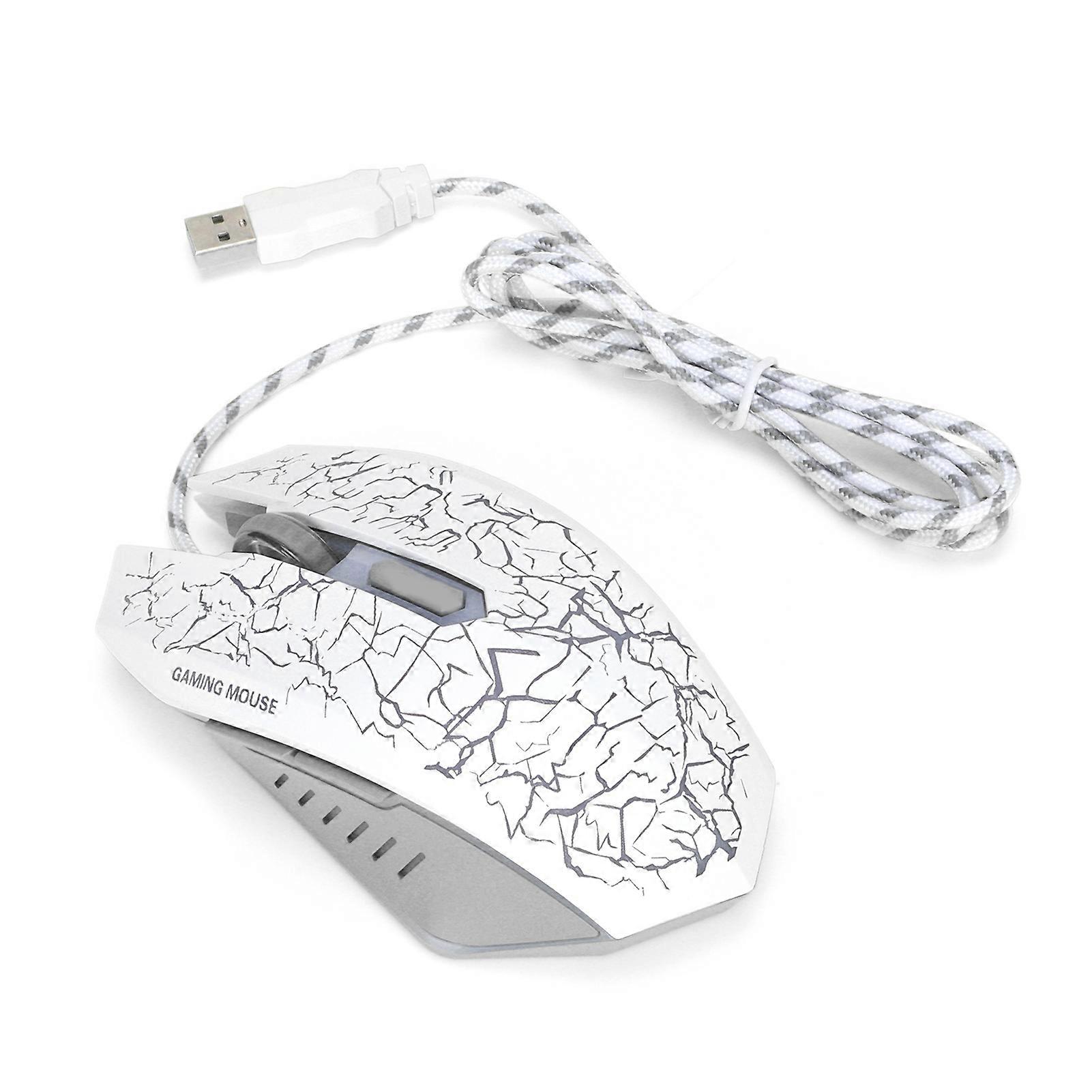 Wired Gaming Mouse USB Port Ergonomic 3200 DPI Adjustable RGB Optical Computer AccessoriesWhite