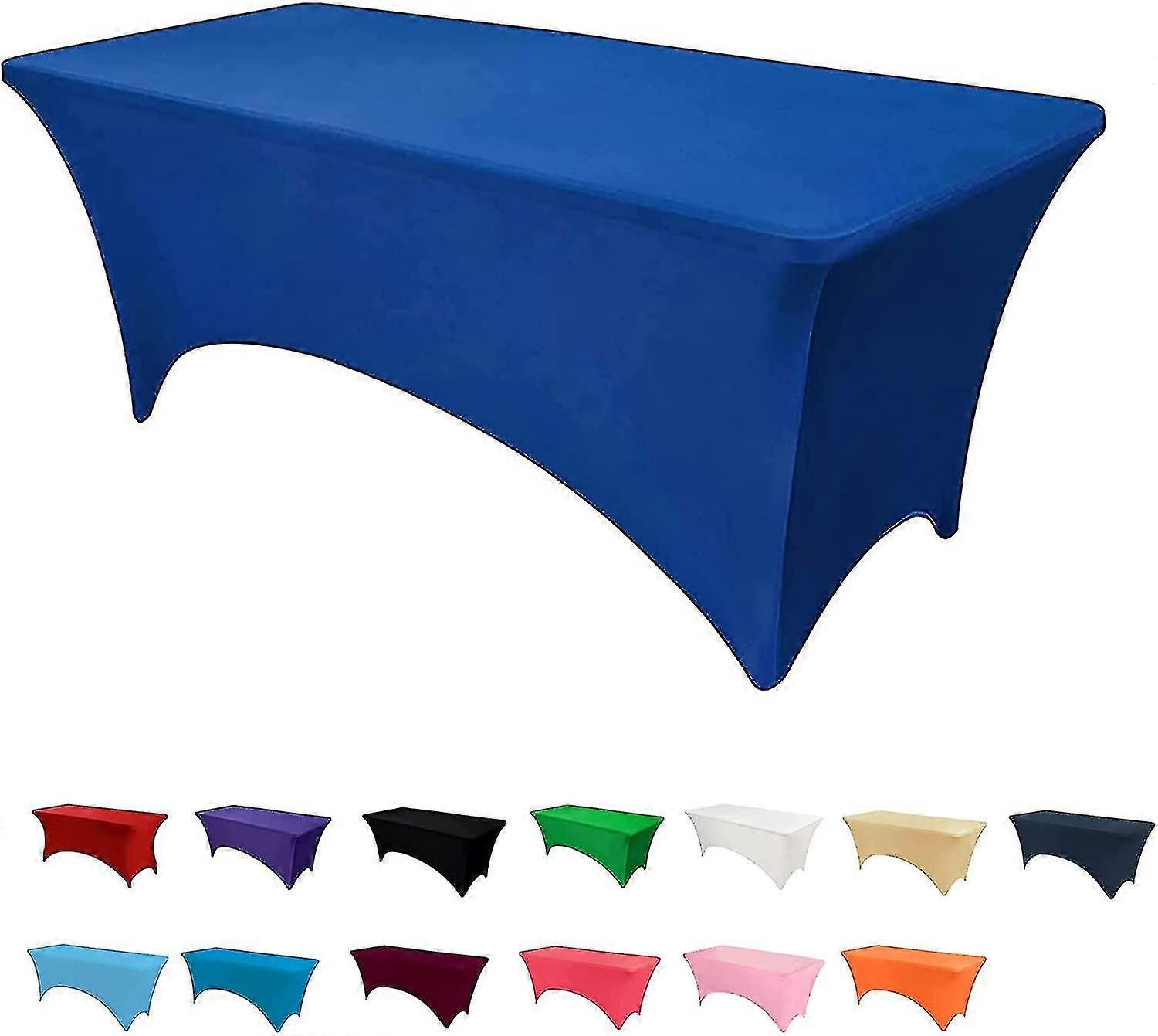 Spandex Fitted Tablecover, Washable Rectangular Stretch Trestle Table Cloth For Banquet(blue,6ft)