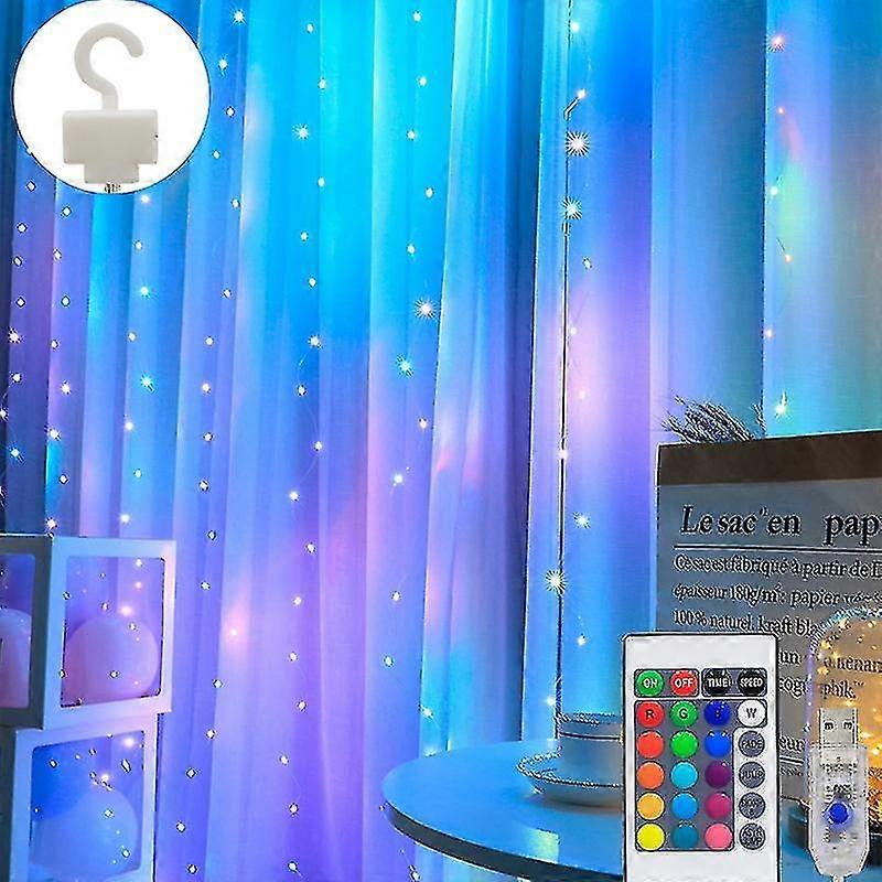 16 Colors Rgb Symphony Curtain Light String Remote Control Usb Color-changing Decorative Light-3size