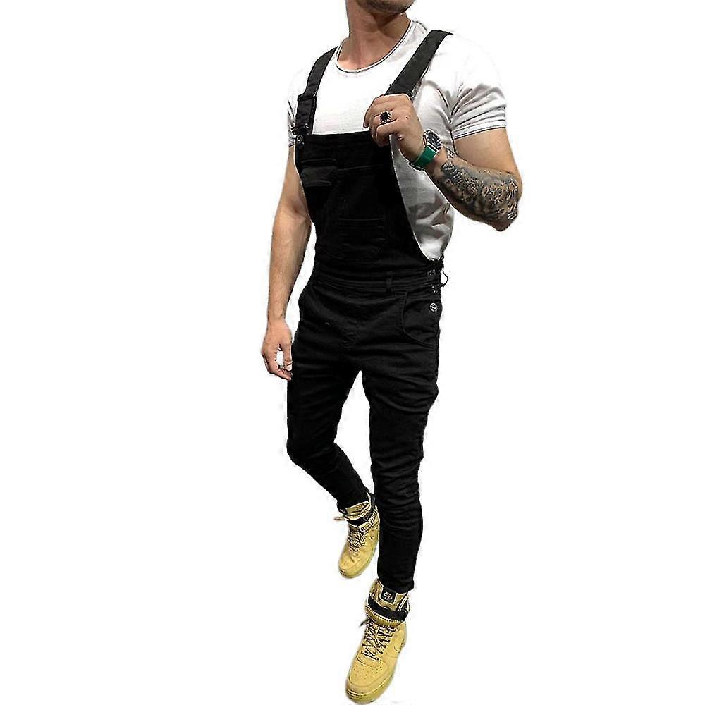 גברים רזה בכושר ביב סד ג'ינס מכנסיים סקיני סרבל מכנסיים ג'ינס מזדמנים אוברולים