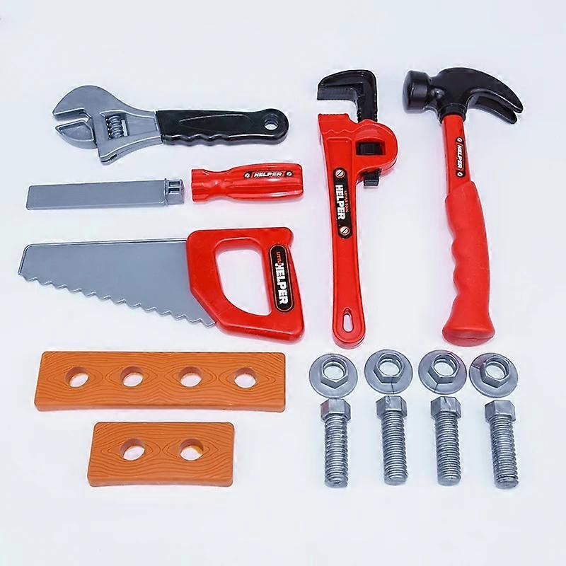 Repair Tool Set Pretend Toy 15PCS DIY Building Kits Children Indoor Simulation wrench handsaw hammer Plastic Toy for boy at home