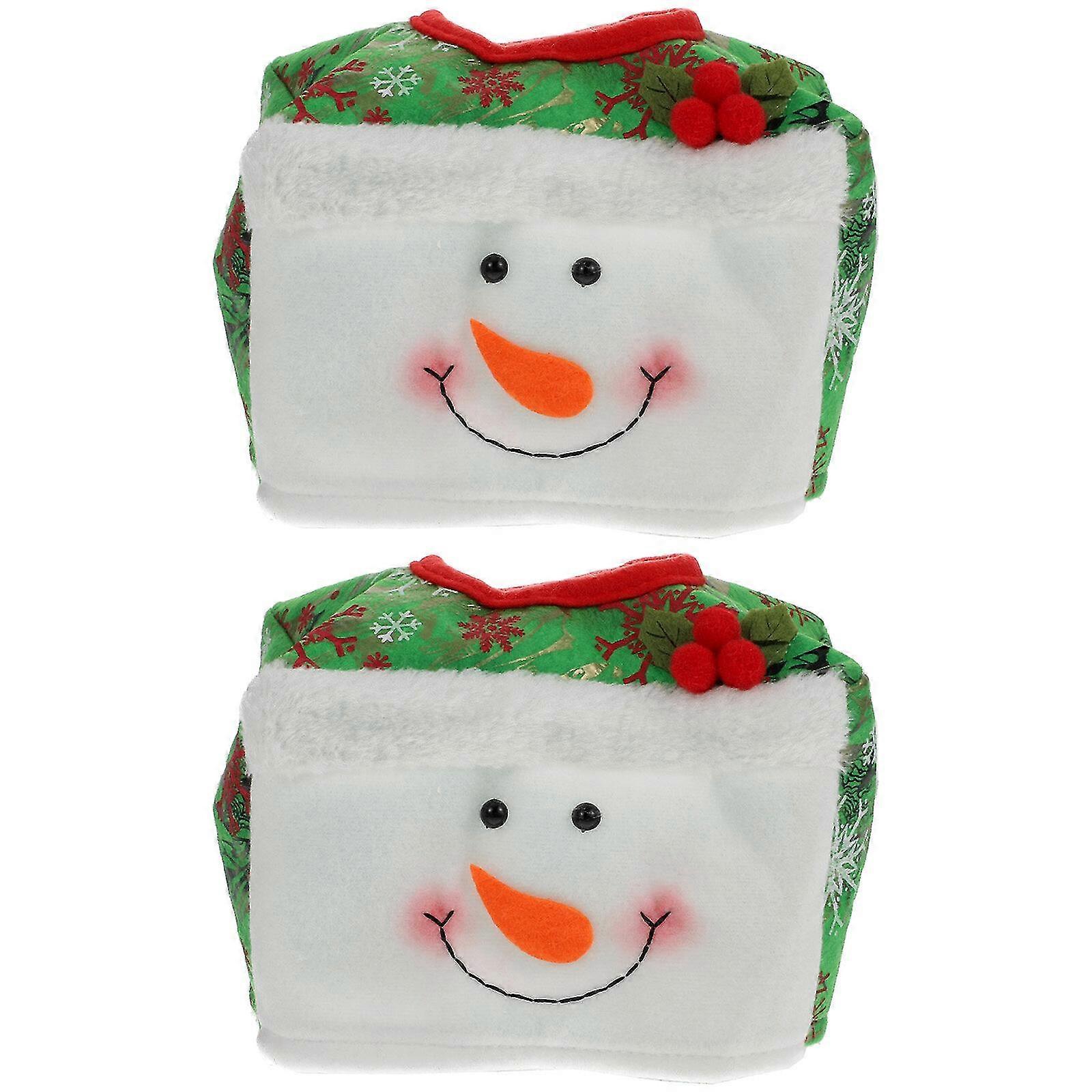 2Pcs Household Tissue Boxes Christmas Themed Tissue Containers Desktop Decor