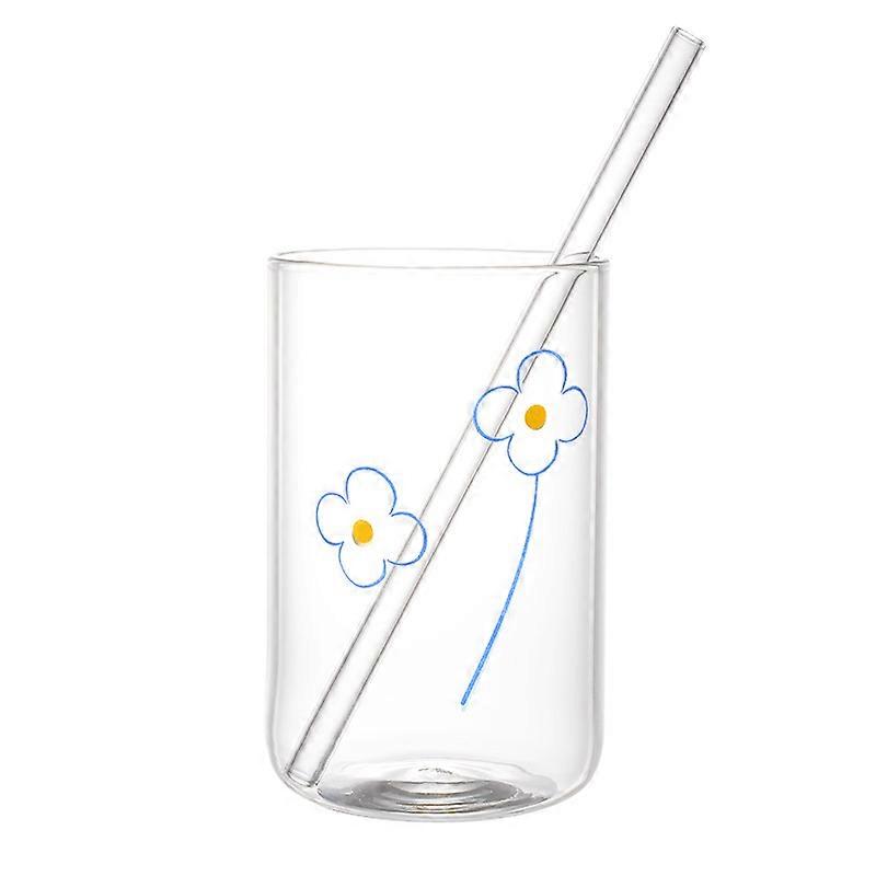 Printed Straw Cup Milk Juice Glass