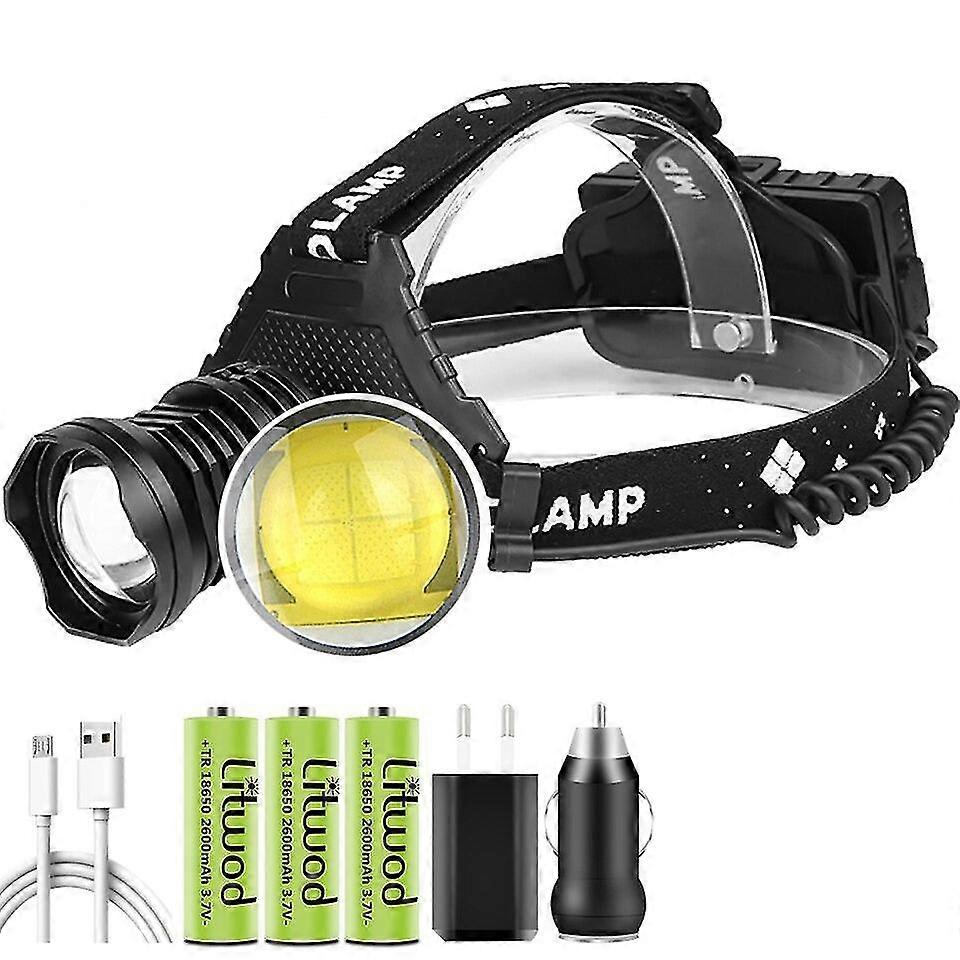 Super bright 36-core xhp360 led headlamp zoomable powerbank headlight usb rechargeable 18650 battery head flashlight lamp