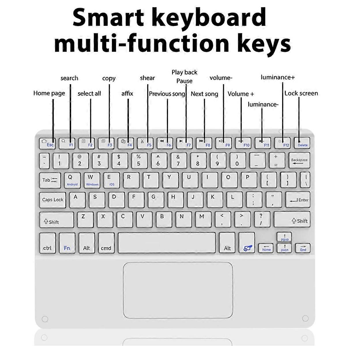 Klawiatura Bluetooth Touchpad 10 cali kompatybilna z systemami Windows, iPadOS, Android i IOS w kolorze angielskim zielonym