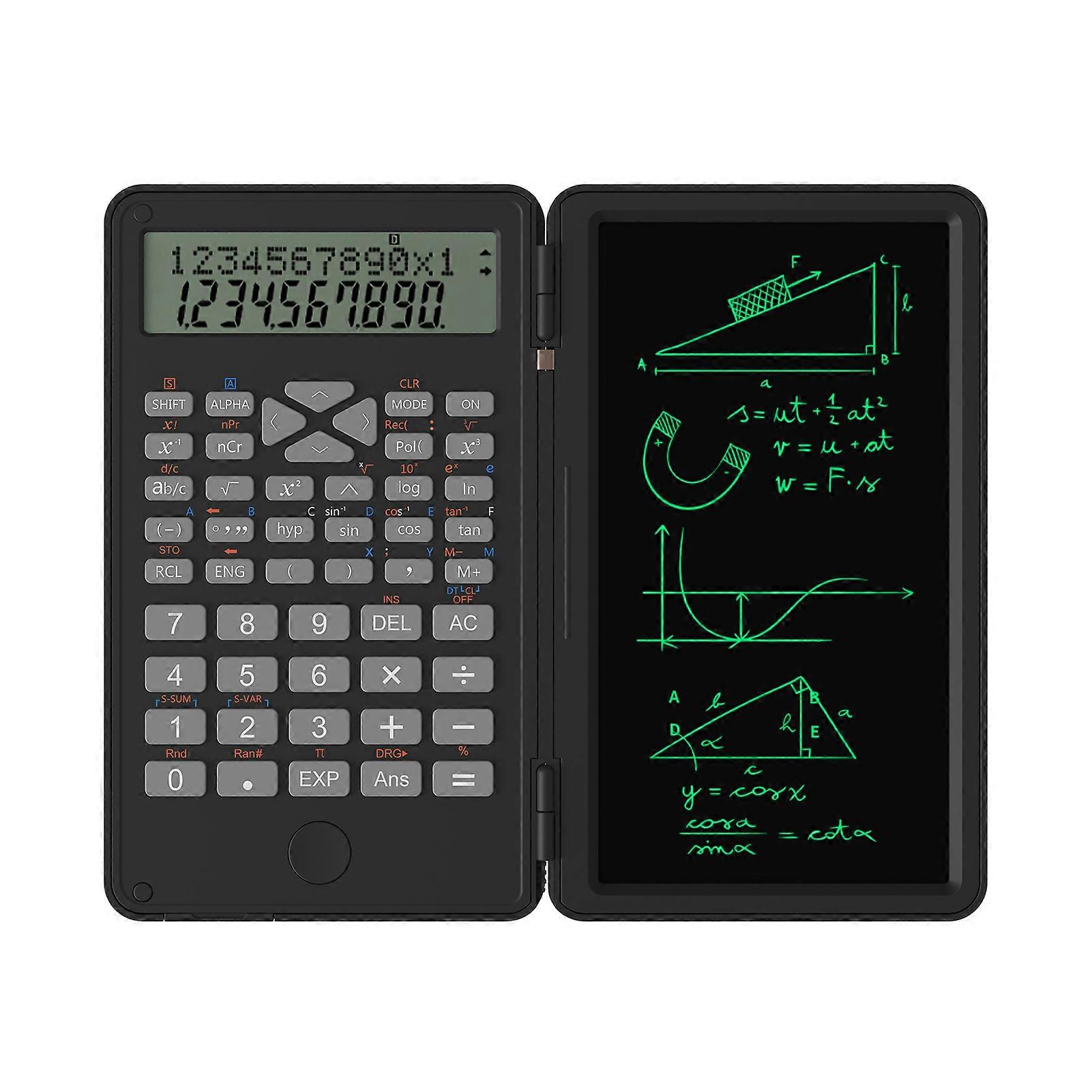 Scientific Calculator with Erasable Writing Board 240 Functions 2 Line LCD Display Foldable Financial Math Calculator School Supplies for Middle High 