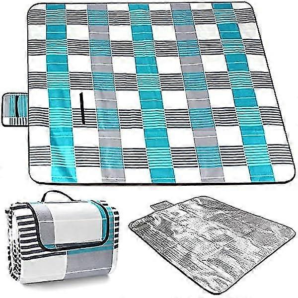 200 X 200cm Picnic Blanket, Waterproof Portable Foldable Blanket, Sand Control Outdoor Beach Mat With Handles For Camping, Beach And Picnic-Yvan