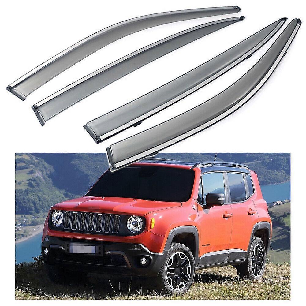 Jeep Rain Guards For 2015-2023 Renegade – Vent Visors, 4-Piece Set, Black Polycarbonate, Tape-On
