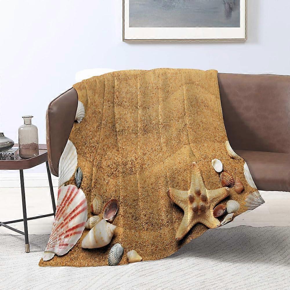 Cobertores de flanela, Estrela do Mar Seashell Way Beach, Mantas para Sofá Manta Fofa Cama Cobertor f Quarto, Sofá, Acessórios de Quarto 51x59 in