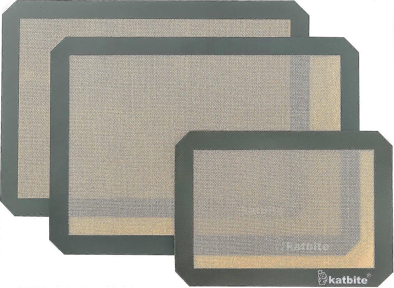 Silicone Baking Mat, Large Baking Mat Set Of 3-2 Half Sheets Mats (11 5/8" X 16 1/2") + 1 Quarter Baking Sheets, Reusable & Nonstick Bakeware Mats Fo