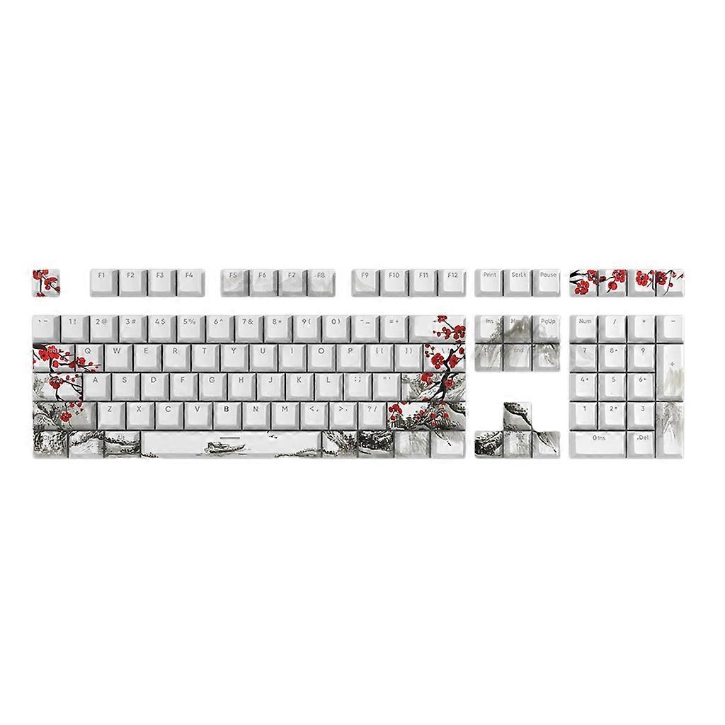 108pcs KeycapsPlum Blossom Theme OEM Profile Keycap Russian Korean Japanese For 61/87/108 Mechanical Keyboard KeyCaps